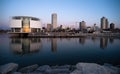 Waterfront Milwaukee Wisconsin at Dawn Royalty Free Stock Photo